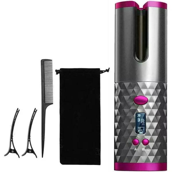 NOVBJECT Auto Cordless Rotating Hair Curler Hair Waver Curling Iron Wireless LCD Ceramic - AfterPay & zipPay Available