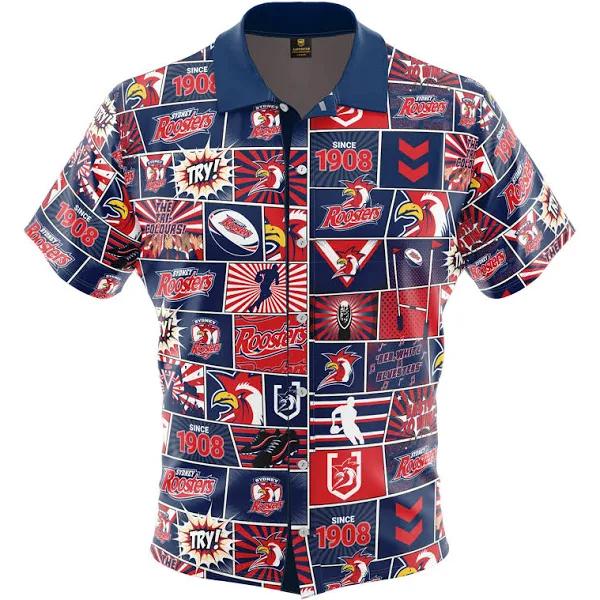 NRL Fanatics Button Up Polo Shirt - Sydney Roosters - Rugby League