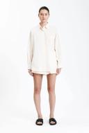 Nude Lucy - Cruz Poplin Shirt in Cloud White