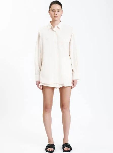 Nude Lucy - Cruz Poplin Shirt in Cloud White