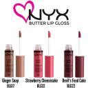 Nyx Butter Gloss 3pc. Set (Ginger Snap,strawberry Cheesecake,&devils Food Cake)