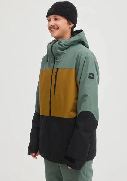 O'Neill Men's Ski Jacket Balsam Green Color Block Carbon Ski Jacket L