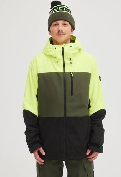 O'Neill Men's Ski Jacket Pyranine Yellow Color Block Carbon Ski Jacket M