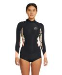 O'Neill Women's Bahia 2mm Long Arm Mid Spring Suit - Black Wild Papaya Size 12