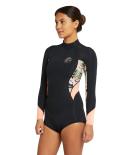 O'Neill Women's Bahia 2mm Long Arm Mid Spring Suit - Black Wild Papaya Size 12