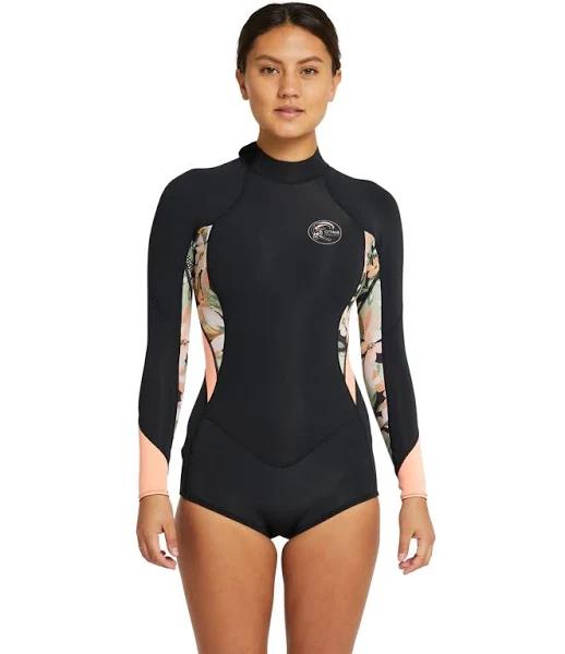 O'Neill Women's Bahia 2mm Long Arm Mid Spring Suit - Black Wild Papaya Size 12