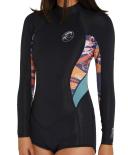 O'Neill Women's Bahia 2mm Long Sleeve Mid Spring Suit Wetsuit - Navy Tropical Size 6