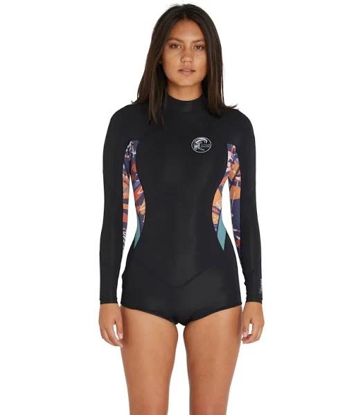 O'Neill Women's Bahia 2mm Long Sleeve Mid Spring Suit Wetsuit - Navy Tropical Size 6
