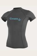 O'Neill Women's Basic Skins Short Sleeve Crew Rashguard - Graphite - Swimoutlet.com