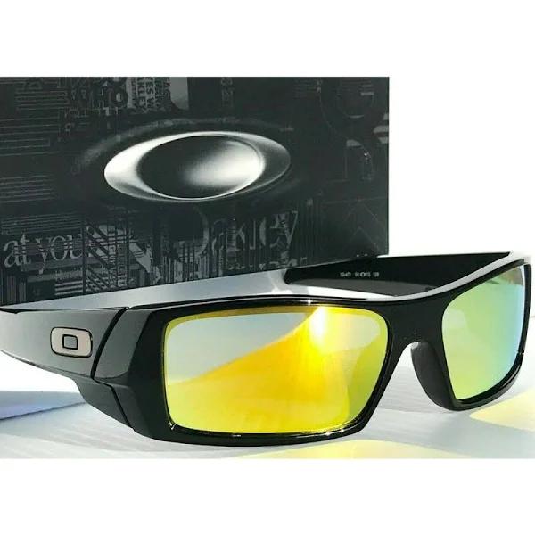 Oakley Gascan Black Gloss Polarized Galaxy Gold Fire Iridium Sunglass 9014