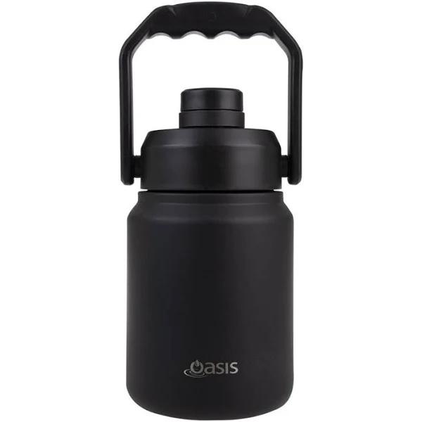 Oasis 1.2L Insulated Mini Jug Stainless Steel w/ Carry Handle - Black