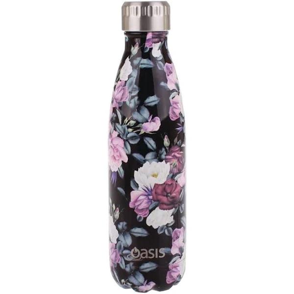 Oasis Stainless Steel Insulated Drink Bottle 500ml - Midnight Floral