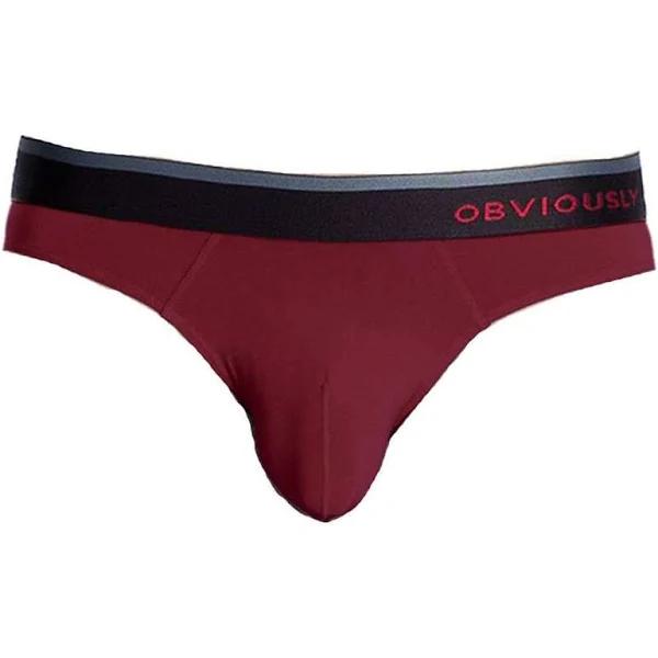 Obviously PrimeMan AnatoMAX Hipster Brief - Maroon Burgundy Small