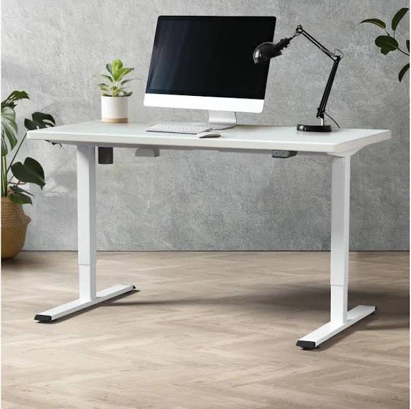Oikiture Standing Desk Motorised Electric Sit Stand Table Height Adjustable White