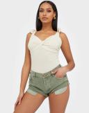 One Teaspoon Super Khaki Bandits Denim Shorts Super Khaki 23