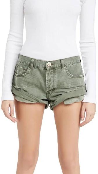 One Teaspoon Super Khaki Bandits Denim Shorts Super Khaki 23