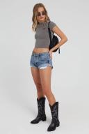 One Teaspoon Womens Low Waisted Denim Bandits Shorts Hollywood Blue Size 24