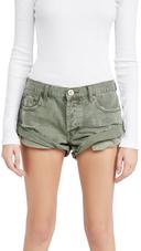One Teaspoon Womens Super Bandits Denim Shorts Kahki Size 22