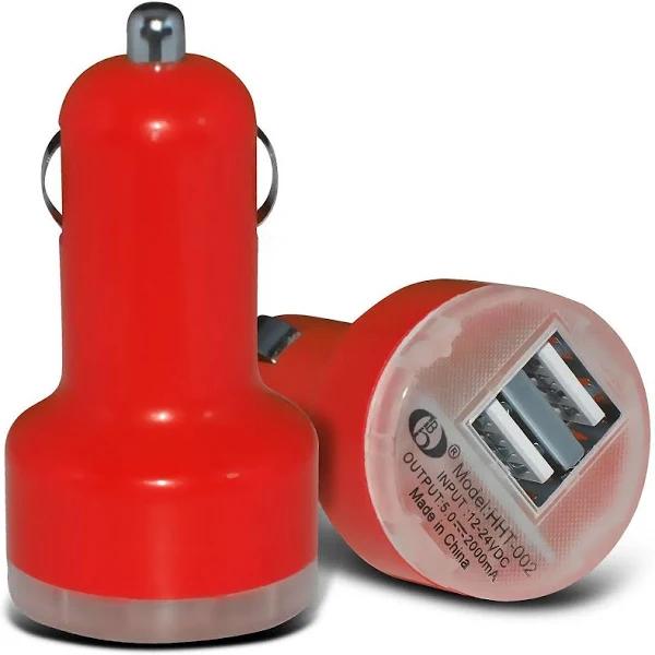 ONX3 LG G2 Mini / LG G2 Mini LTE Red Twin Port USB Mini Bullet in Car Charger Adapter