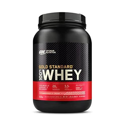 Optimum Nutrition Gold Standard 100% Whey Protein Powder, Strawberry & Cream, 2 Pound