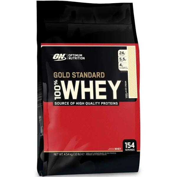 Optimum Nutrition Gold Standard 100% Whey Protein Powder, Vanilla Ice Cream, 10 Pound