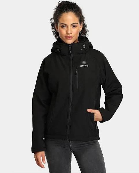 ORORO Women's Slim Fit Heated Jacket with Battery Pack and Detachable Hood