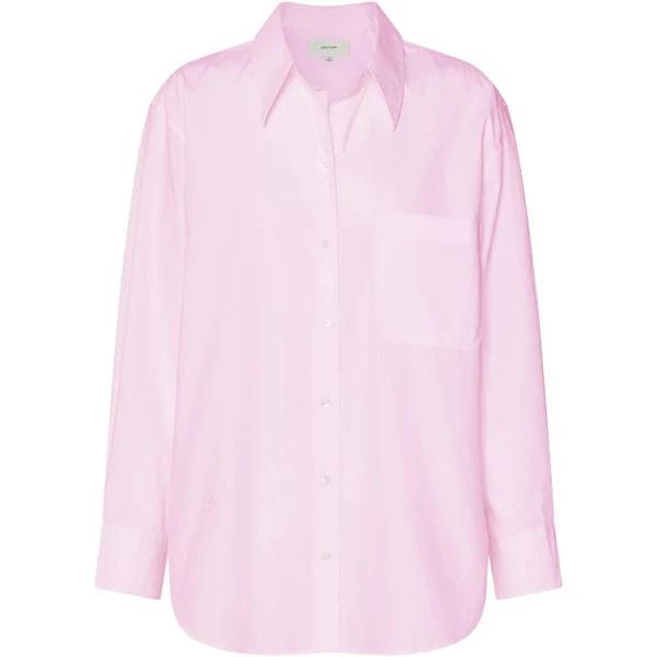 Oroton Poplin Long Sleeve Shirt Foxglove, 100% Cotton