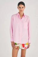 Oroton Poplin Long Sleeve Shirt Foxglove, 100% Cotton