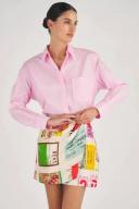 Oroton Poplin Long Sleeve Shirt Foxglove, 100% Cotton