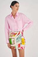 Oroton Poplin Long Sleeve Shirt Foxglove, 100% Cotton
