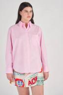 Oroton Poplin Long Sleeve Shirt Foxglove, 100% Cotton