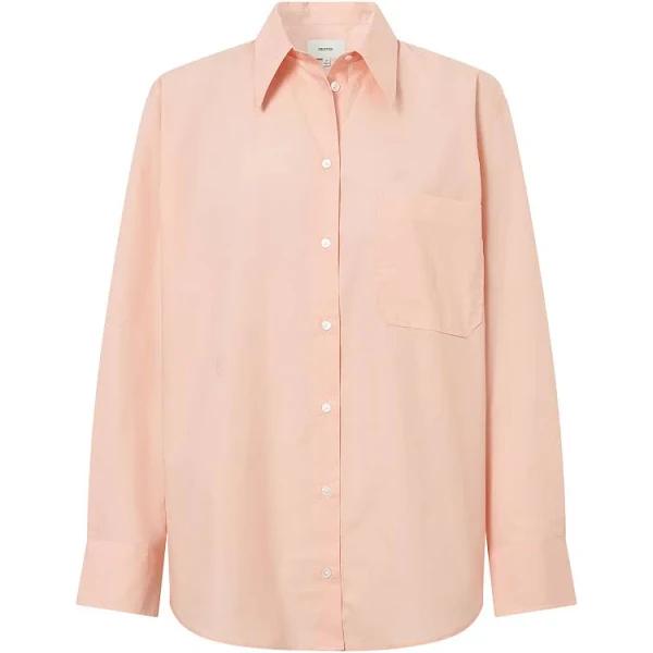 Oroton Poplin Long Sleeve Shirt Iced Pink, 100% Cotton
