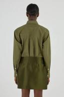 Oroton Poplin Long Sleeve Shirt Khaki, 100% Cotton