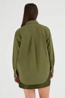 Oroton Poplin Long Sleeve Shirt Khaki, 100% Cotton