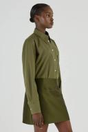 Oroton Poplin Long Sleeve Shirt Khaki, 100% Cotton