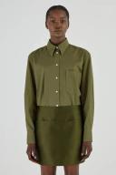 Oroton Poplin Long Sleeve Shirt Khaki, 100% Cotton