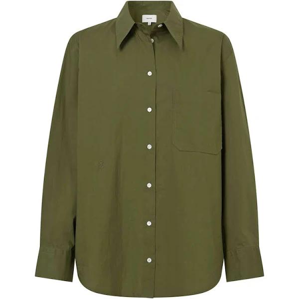 Oroton Poplin Long Sleeve Shirt Khaki, 100% Cotton