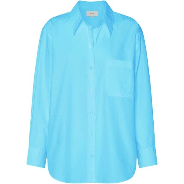 Oroton Poplin Long Sleeve Shirt Lake, 100% Cotton