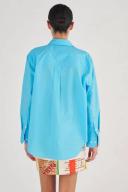 Oroton Poplin Long Sleeve Shirt Lake, 100% Cotton
