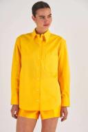 Oroton Poplin Long Sleeve Shirt Marigold, 100% Cotton