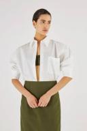 Oroton Poplin Long Sleeve Shirt White, 100% Cotton