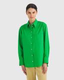 Oroton Women's Poplin Long Sleeve Shirt in Meadow, Size 12, 100% Cotton