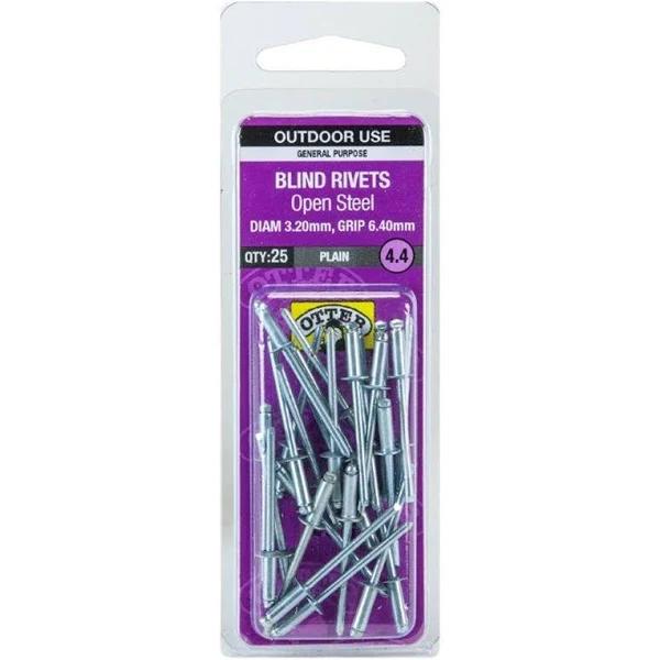 Otter 3.2 x 6.4mm Open Steel Blind Rivets - 25 Pack Rivet