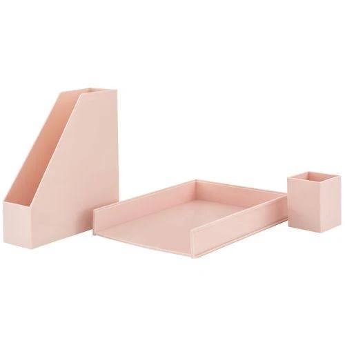 Otto 3 Piece Plastic Desk Set Pink