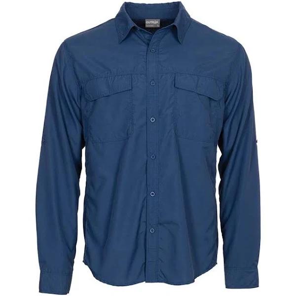 OUTRAK Men's Long Sleeve Hiking Shirt Blue L
