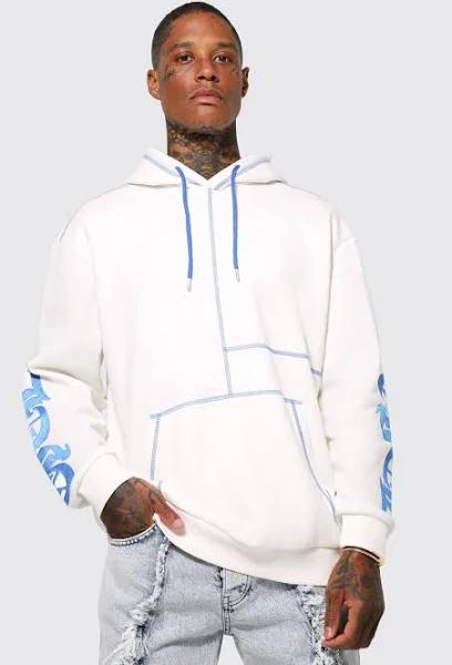 Oversized Contrast Stitch Ofcl Hoodie