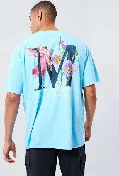 Oversized Overdyed Floral Back Graphic T-Shirt