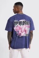 Oversized Washed Dragon Graphic T-Shirt