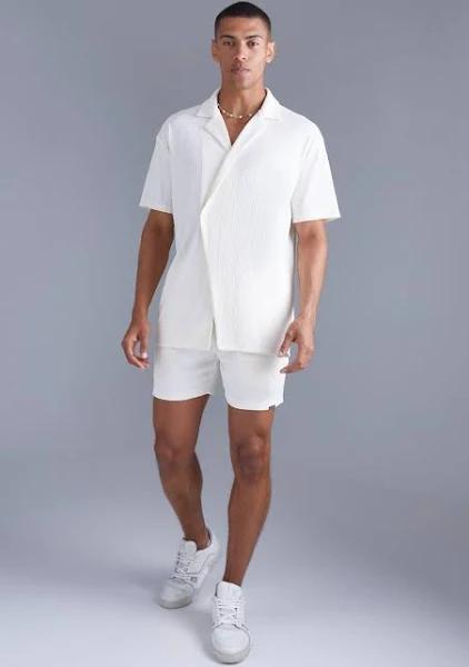 Oversized Wrap Texture Shirt and Short Set