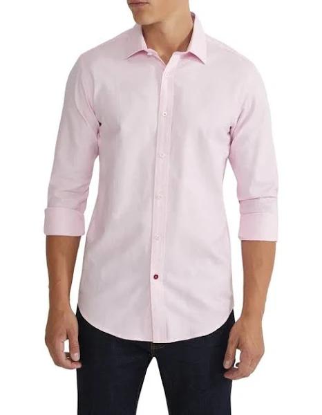 Oxford Shop - Beckton Dobby Shirt Shirts Career Slim Fit Pink / L